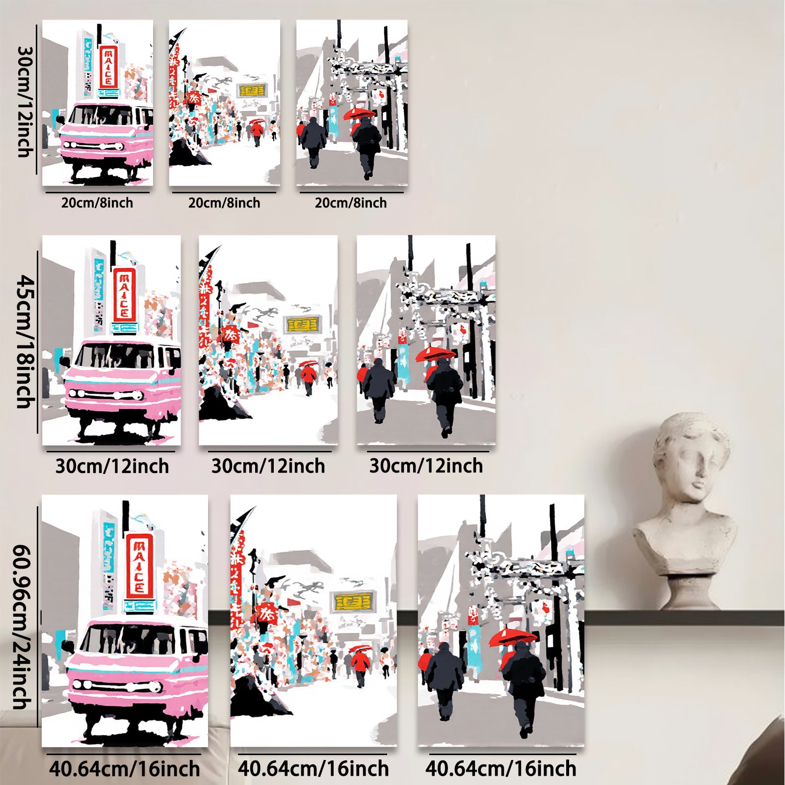 2D flat 1pc vibrant street scene bustling city life modern wall art for living room bedroom office gallery wrapped canvas farmhouse decor