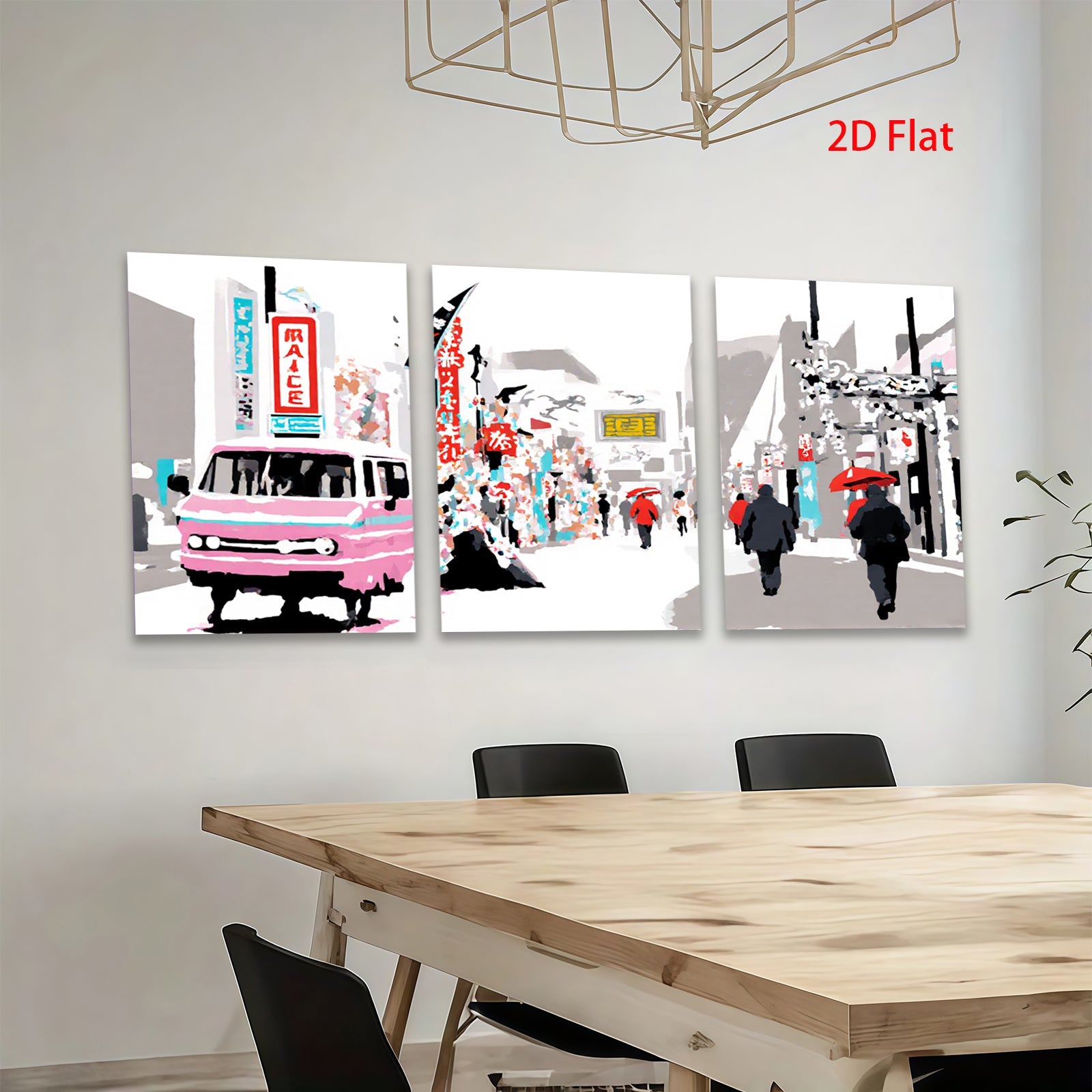 2D flat 1pc vibrant street scene bustling city life modern wall art for living room bedroom office gallery wrapped canvas farmhouse decor