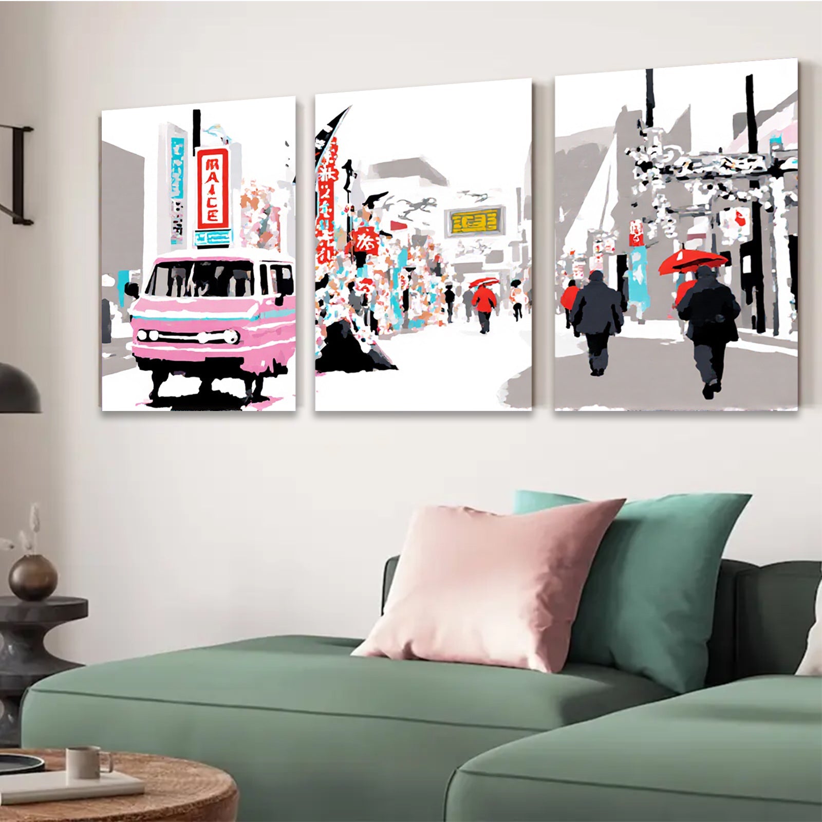 2D flat 1pc vibrant street scene bustling city life modern wall art for living room bedroom office gallery wrapped canvas farmhouse decor