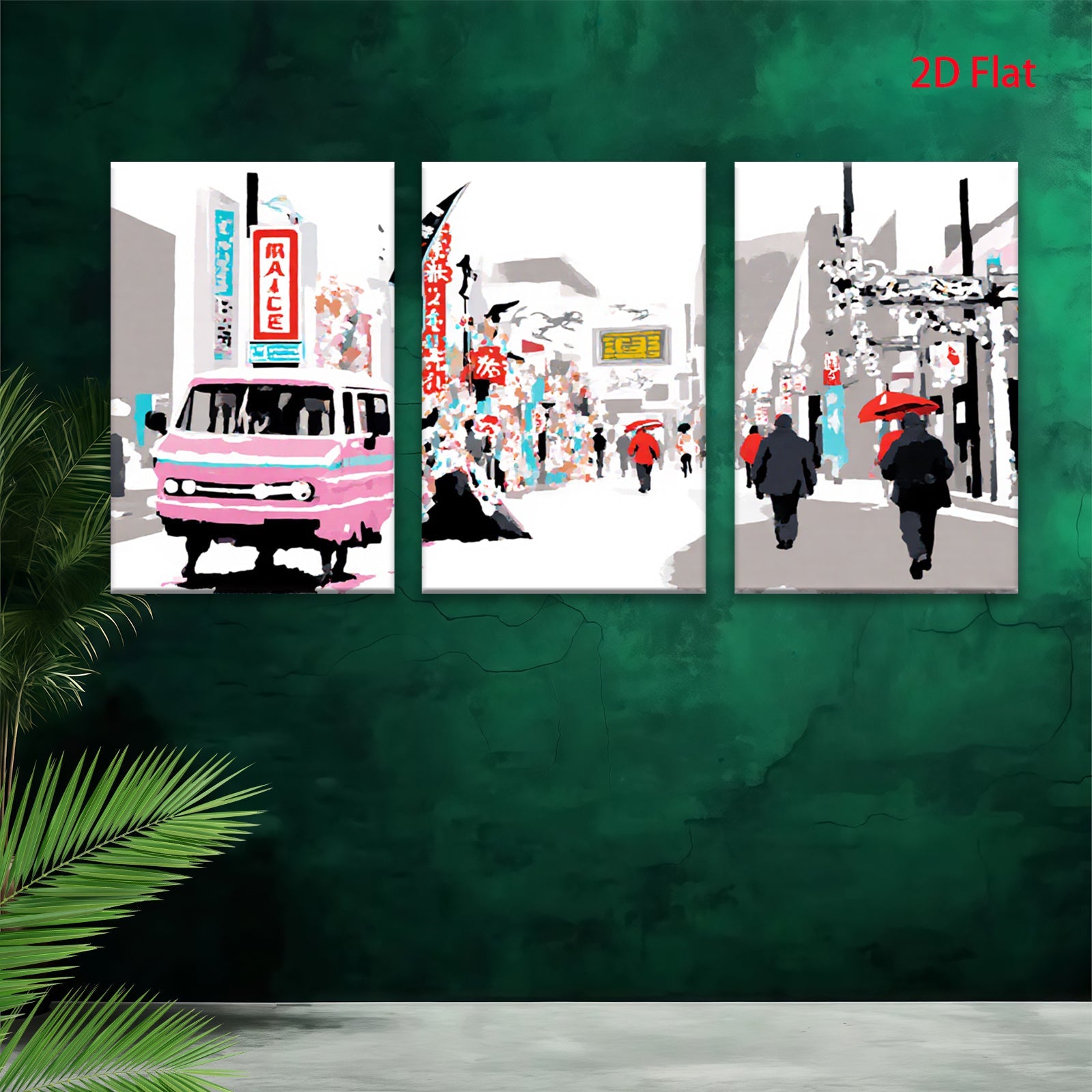 2D flat 1pc vibrant street scene bustling city life modern wall art for living room bedroom office gallery wrapped canvas farmhouse decor