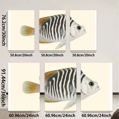 2D flat 1pc vibrant striped fish wall art coastal bathroom decor farmhouse living room canvas prints modern minimalist gallery wrapped statement piece