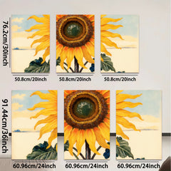 2D flat 1pc vibrant sunflower bloom botanical wall art farmhouse kitchen dining room decor gallery wrapped canvas prints ready to hang modern minimalist