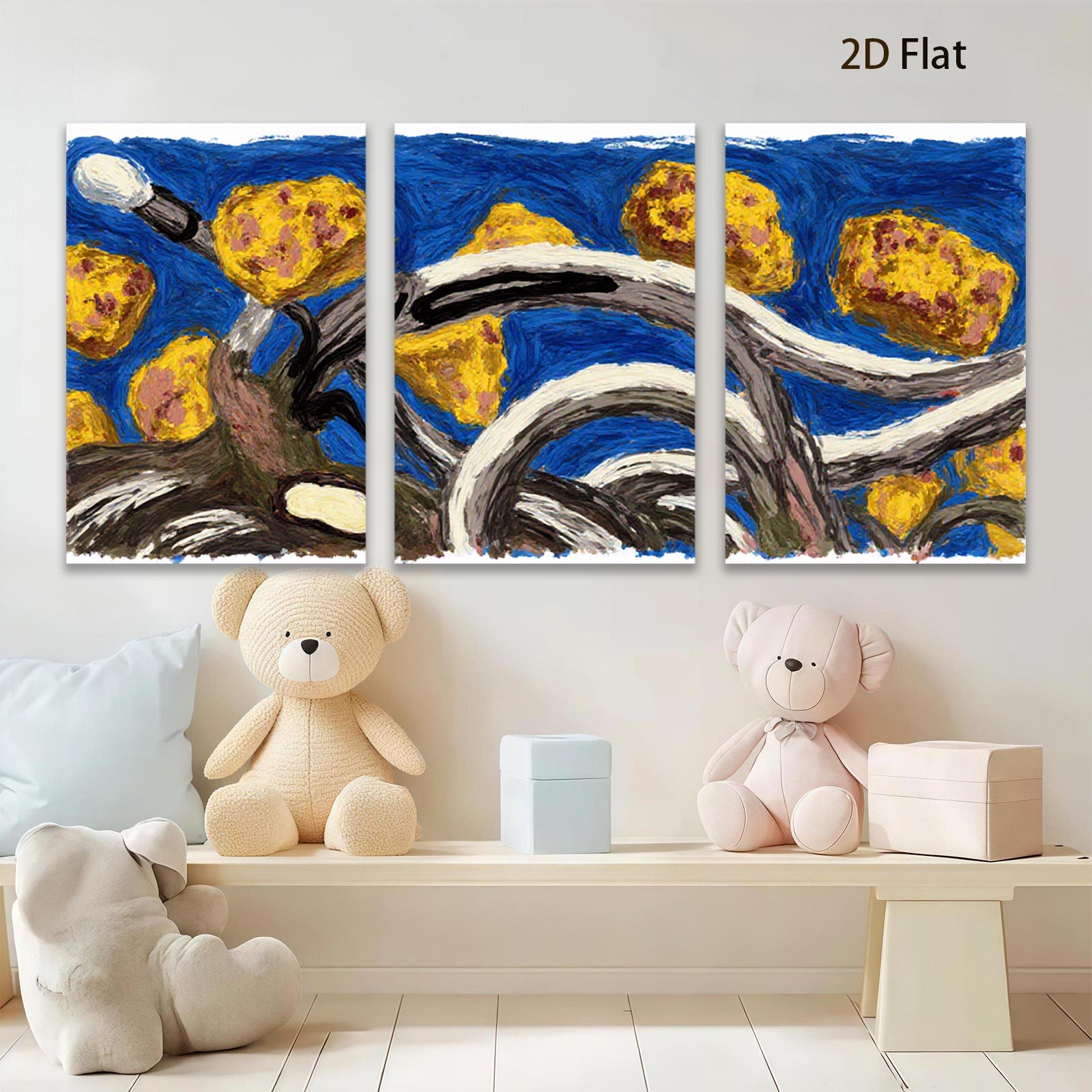 2D flat 1pc vibrant sunflowers bloom bold texture farmhouse wall decor living room bedroom gallery wrapped canvas print modern art