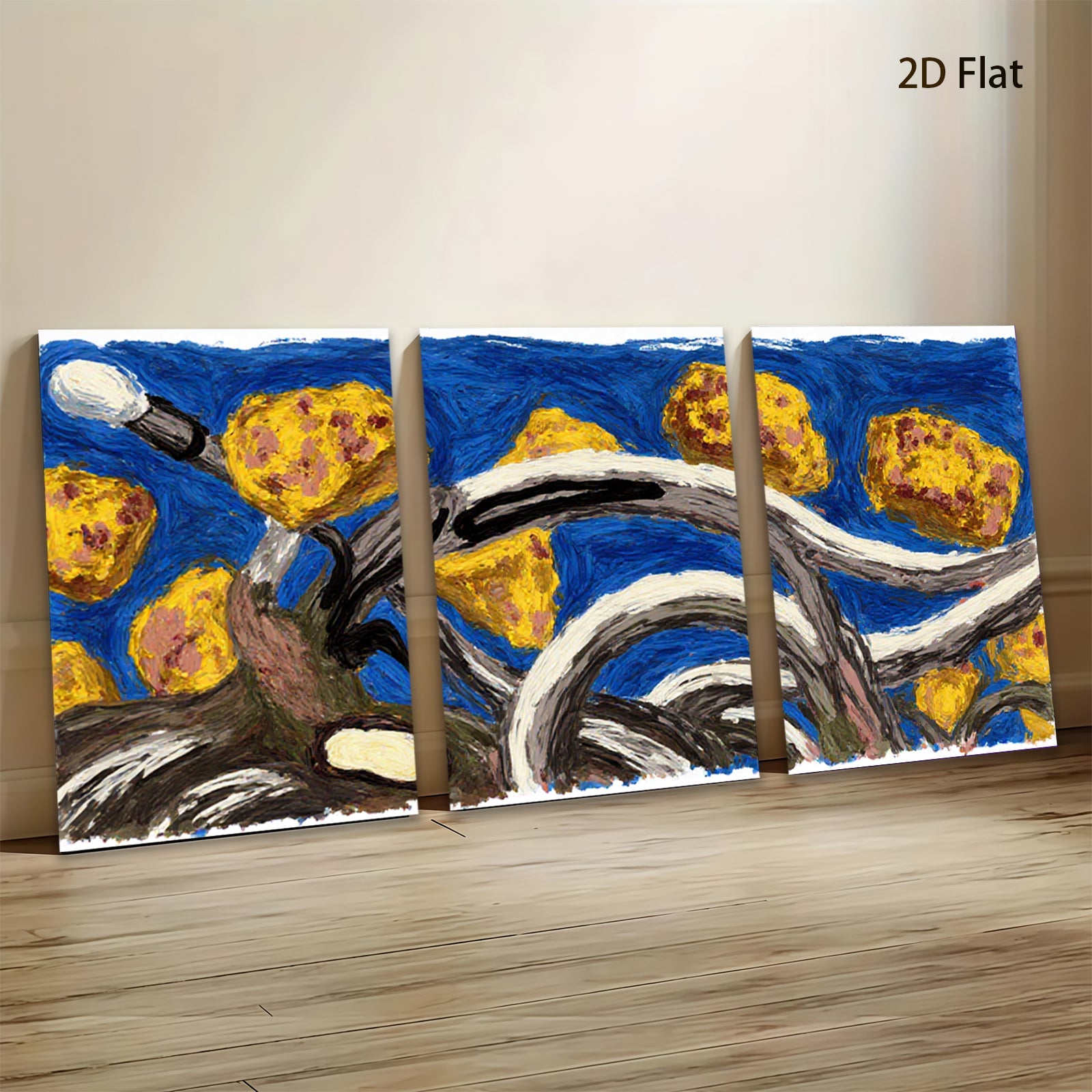 2D flat 1pc vibrant sunflowers bloom bold texture farmhouse wall decor living room bedroom gallery wrapped canvas print modern art