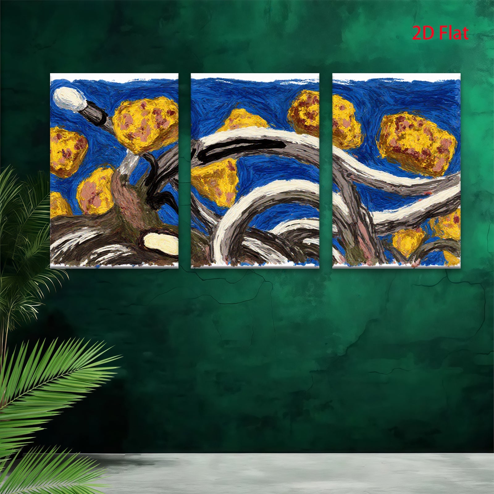 2D flat 1pc vibrant sunflowers bloom bold texture farmhouse wall decor living room bedroom gallery wrapped canvas print modern art