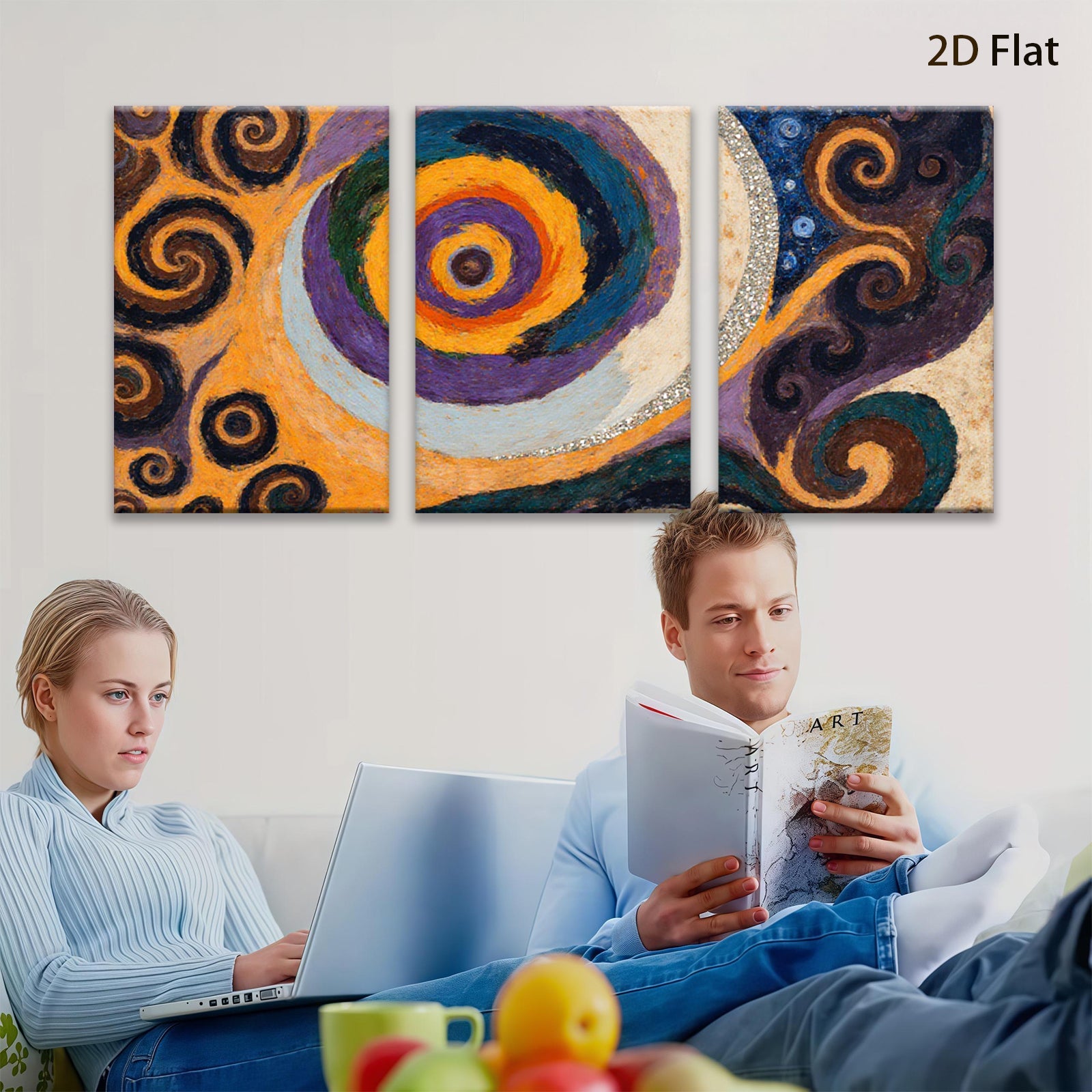 2D flat 1pc vibrant swirling cosmos abstract wall art for living room bedroom office modern farmhouse decor gallery wrapped canvas prints