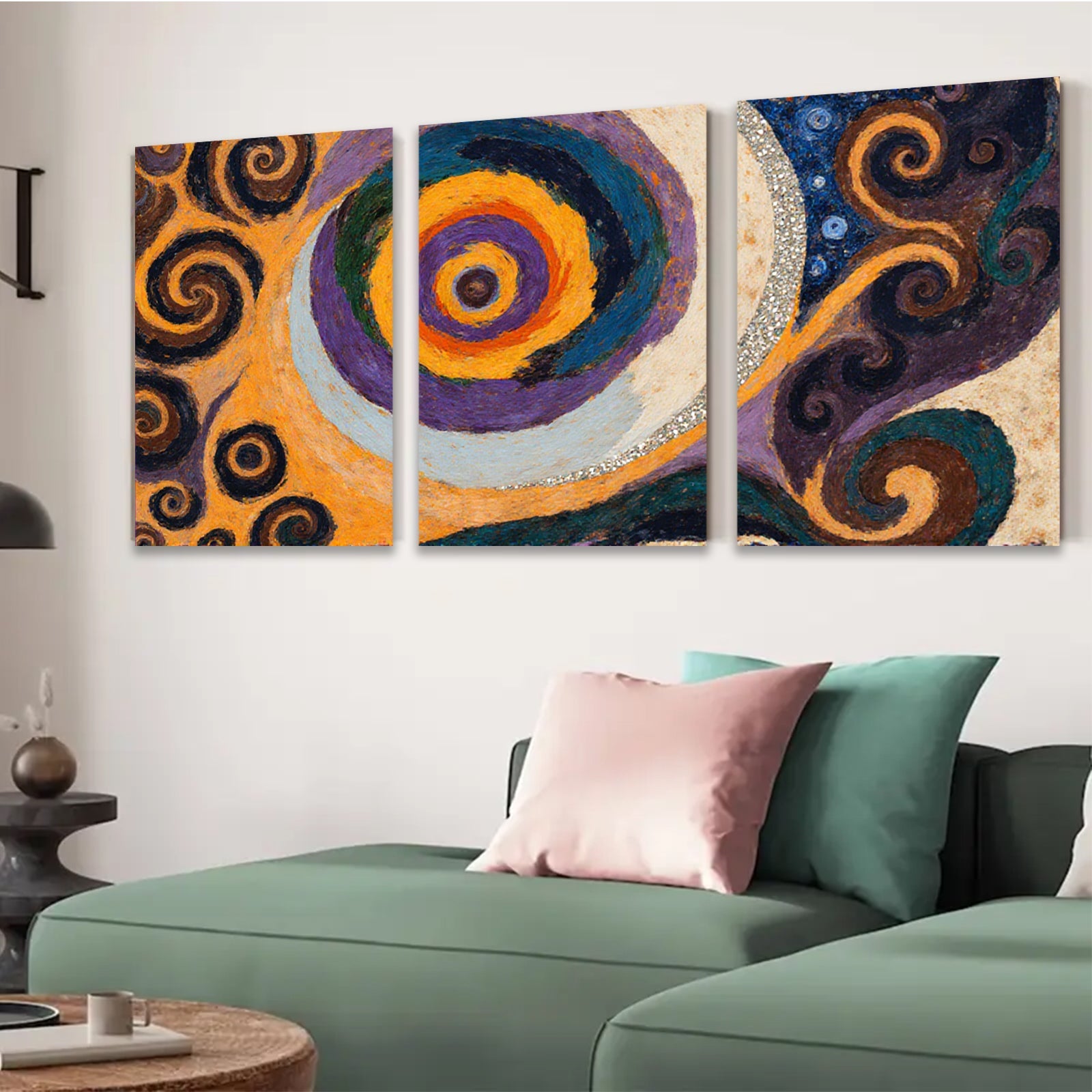 2D flat 1pc vibrant swirling cosmos abstract wall art for living room bedroom office modern farmhouse decor gallery wrapped canvas prints