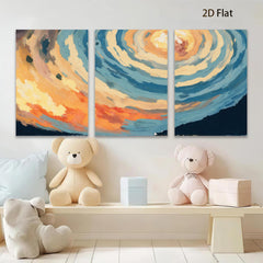 2D flat 1pc vibrant swirling sky abstract canvas wall art bedroom living room decor farmhouse style modern minimalist gallery wrapped ready to hang