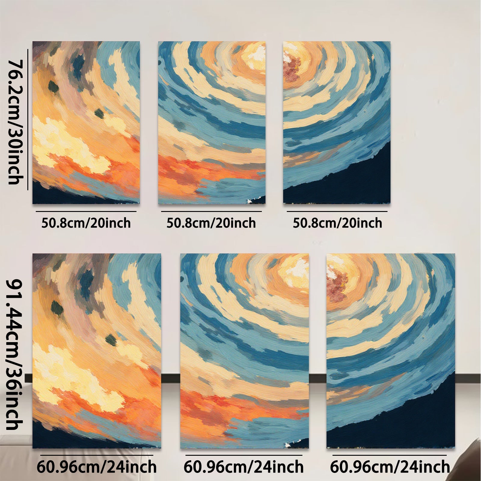 2D flat 1pc vibrant swirling sky abstract canvas wall art bedroom living room decor farmhouse style modern minimalist gallery wrapped ready to hang