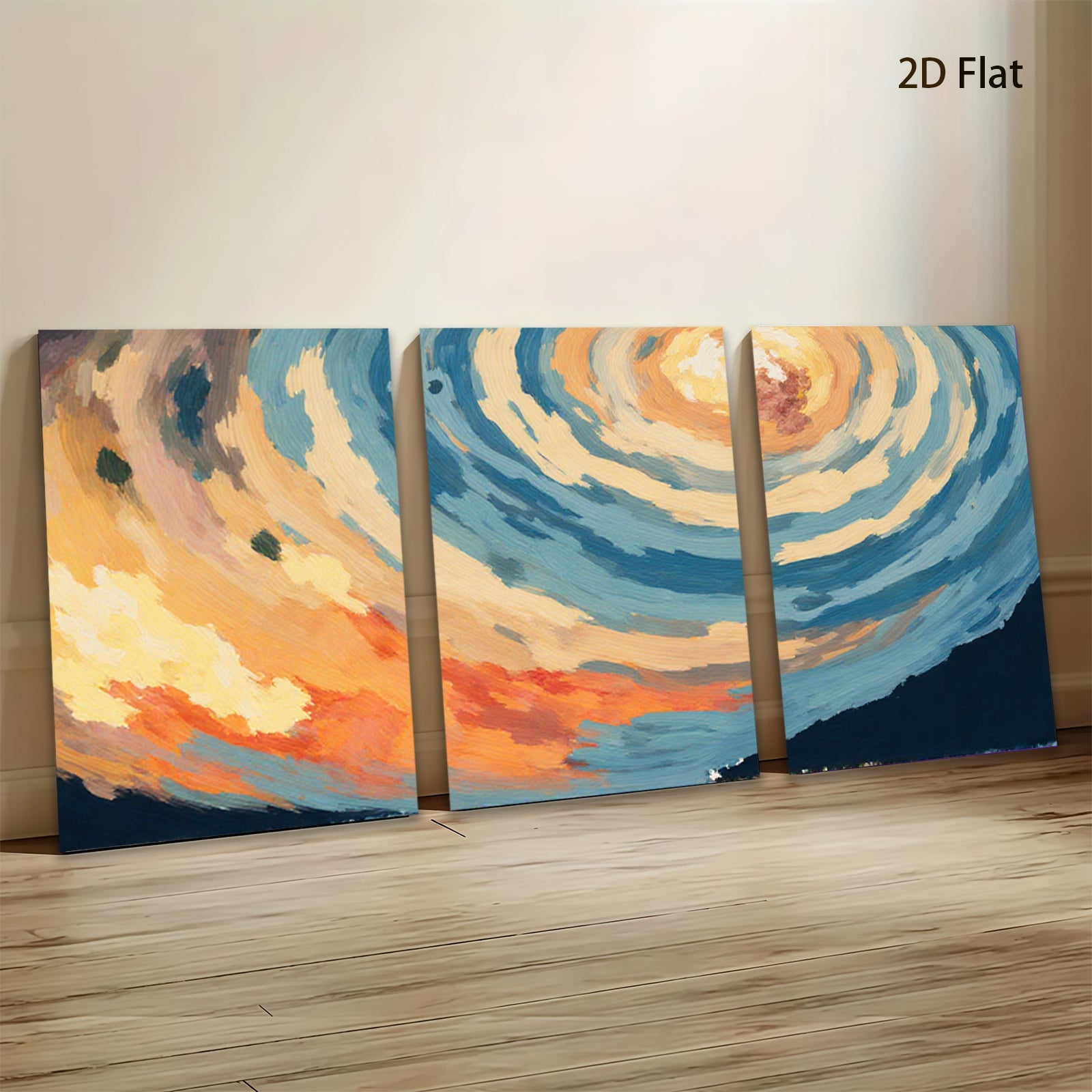 2D flat 1pc vibrant swirling sky abstract canvas wall art bedroom living room decor farmhouse style modern minimalist gallery wrapped ready to hang