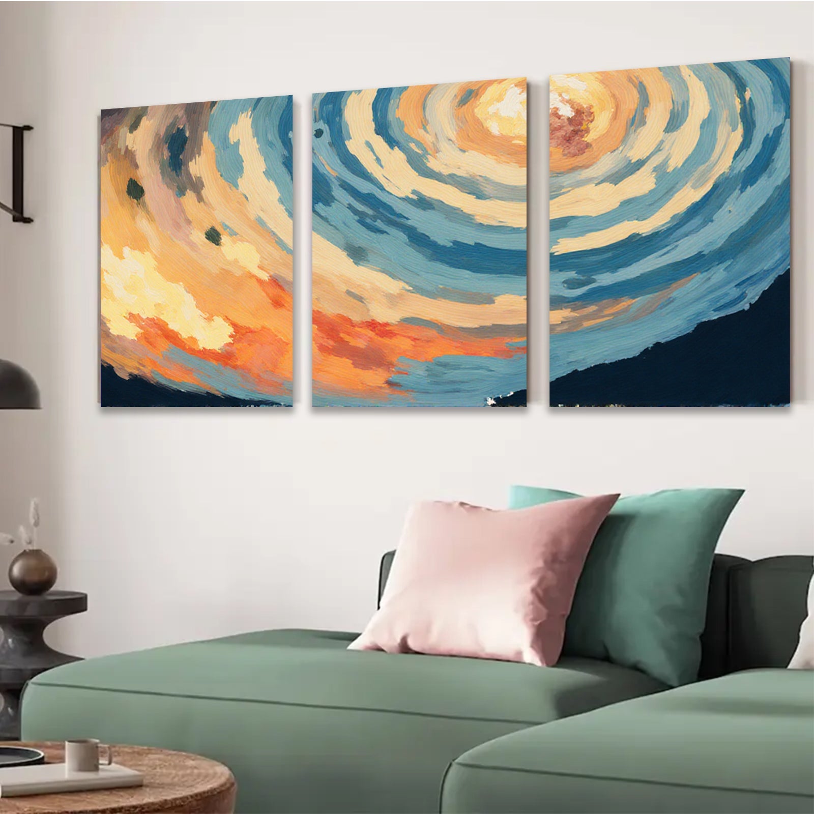 2D flat 1pc vibrant swirling sky abstract canvas wall art bedroom living room decor farmhouse style modern minimalist gallery wrapped ready to hang