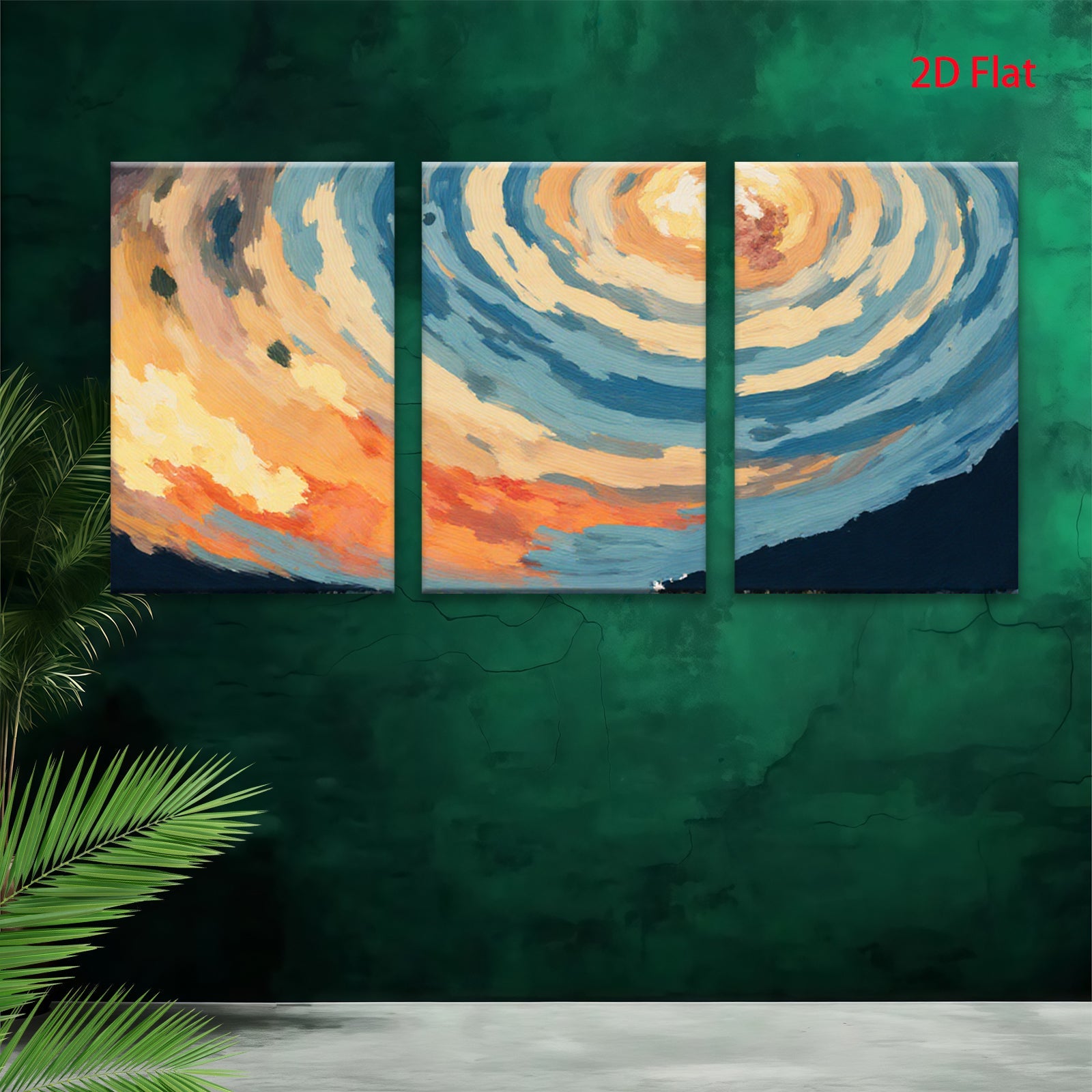 2D flat 1pc vibrant swirling sky abstract canvas wall art bedroom living room decor farmhouse style modern minimalist gallery wrapped ready to hang