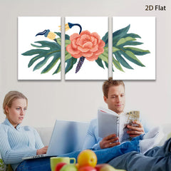 2D flat 1pc vibrant tropical floral botanical wall art canvas prints for living room bedroom gallery wrapped modern farmhouse decor cozy home gifts