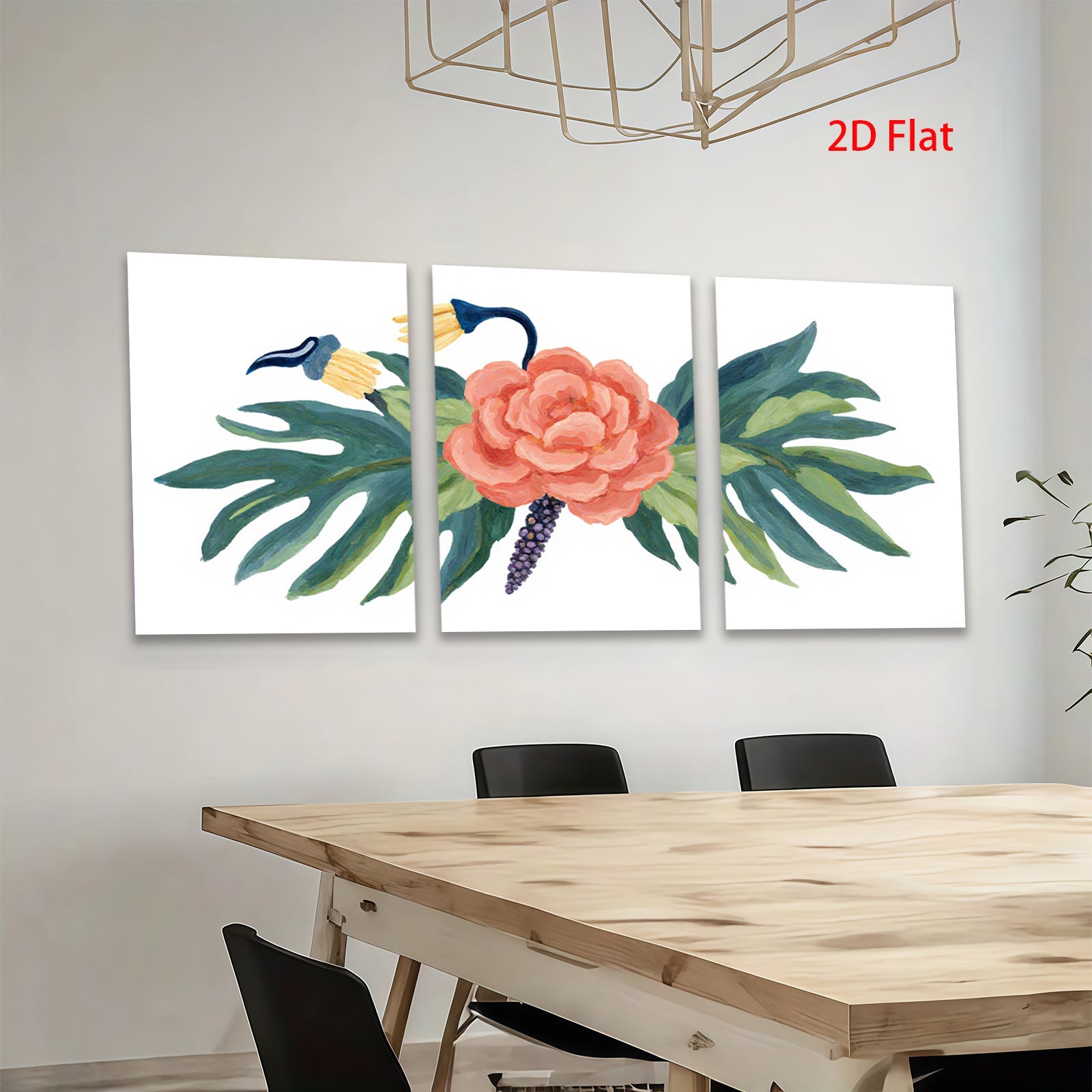 2D flat 1pc vibrant tropical floral botanical wall art canvas prints for living room bedroom gallery wrapped modern farmhouse decor cozy home gifts