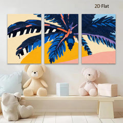 2D flat 1pc vibrant tropical palm leaves sunset wall art canvas prints for living room bedroom gallery wrapped modern farmhouse decor boho style