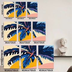 2D flat 1pc vibrant tropical palm leaves sunset wall art canvas prints for living room bedroom gallery wrapped modern farmhouse decor boho style