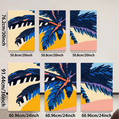 2D flat 1pc vibrant tropical palm leaves sunset wall art canvas prints for living room bedroom gallery wrapped modern farmhouse decor boho style