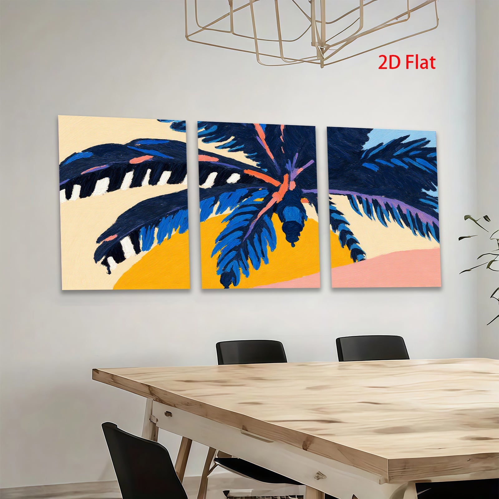 2D flat 1pc vibrant tropical palm leaves sunset wall art canvas prints for living room bedroom gallery wrapped modern farmhouse decor boho style
