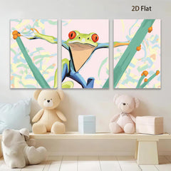 2D flat 1pc vibrant tropical tree frog wall art for living room bedroom modern farmhouse gallery wrapped canvas prints cozy home decor