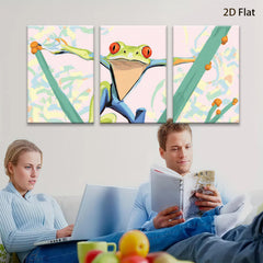 2D flat 1pc vibrant tropical tree frog wall art for living room bedroom modern farmhouse gallery wrapped canvas prints cozy home decor