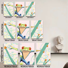 2D flat 1pc vibrant tropical tree frog wall art for living room bedroom modern farmhouse gallery wrapped canvas prints cozy home decor