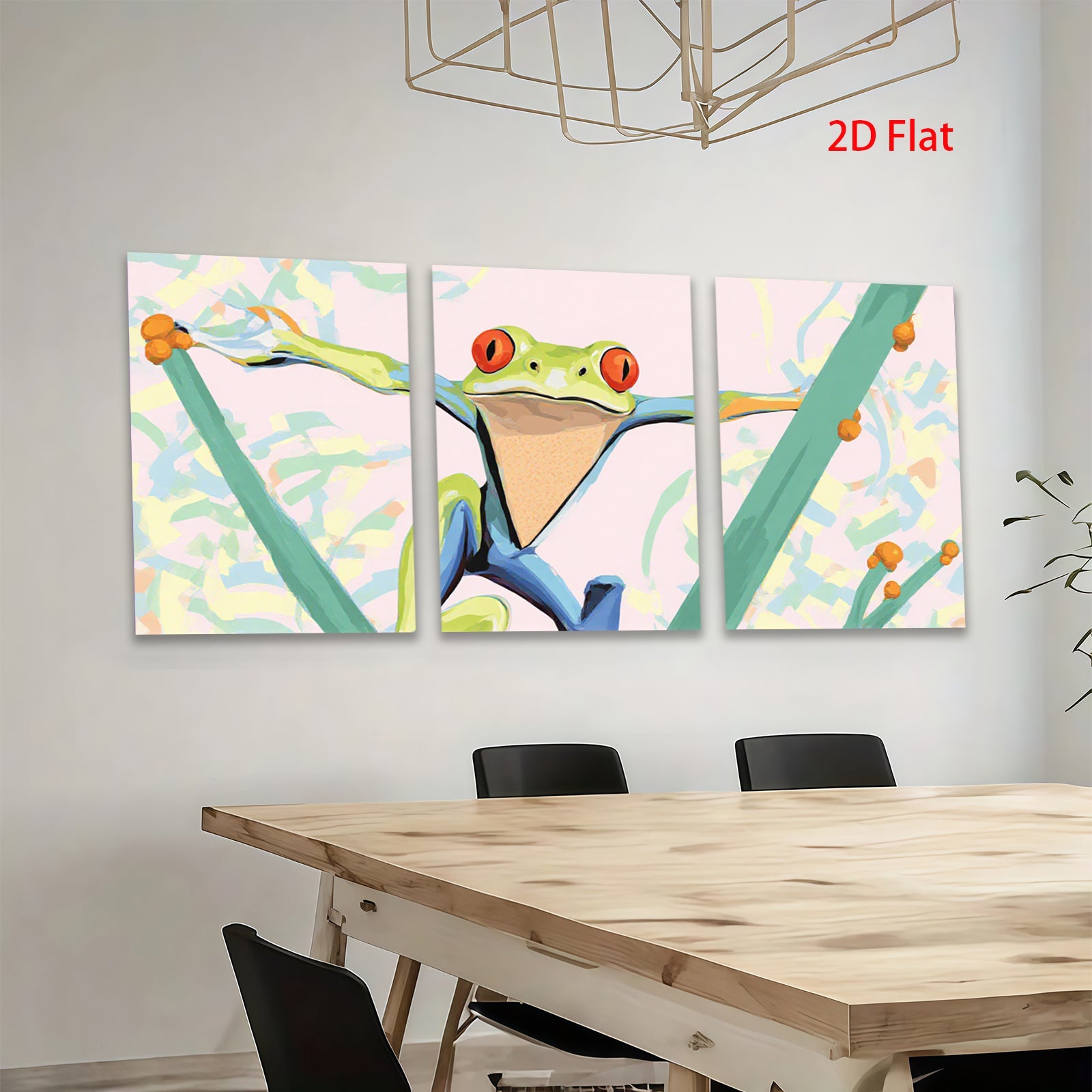 2D flat 1pc vibrant tropical tree frog wall art for living room bedroom modern farmhouse gallery wrapped canvas prints cozy home decor