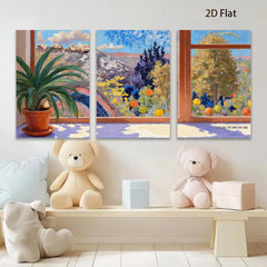 2D flat 1pc vibrant waterfall landscape canvas wall art for living room bedroom home office decor farmhouse style botanical prints gallery wrapped