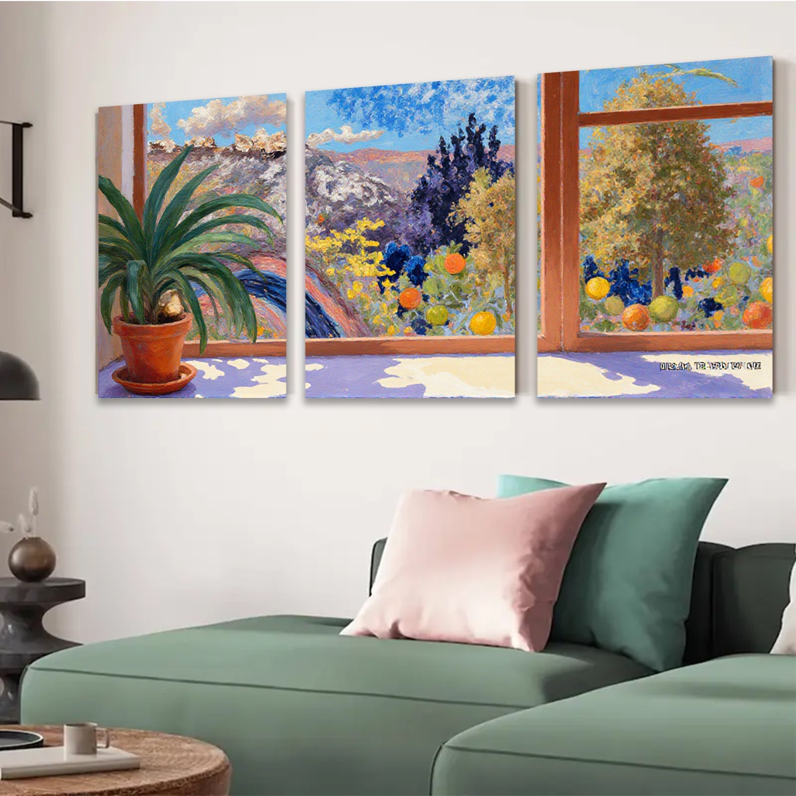 2D flat 1pc vibrant waterfall landscape canvas wall art for living room bedroom home office decor farmhouse style botanical prints gallery wrapped