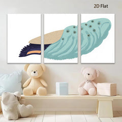 2D flat 1pc vibrant whimsical bird plumage wall art canvas prints for living room bedroom home decor farmhouse style gallery wrapped timeless statement piece