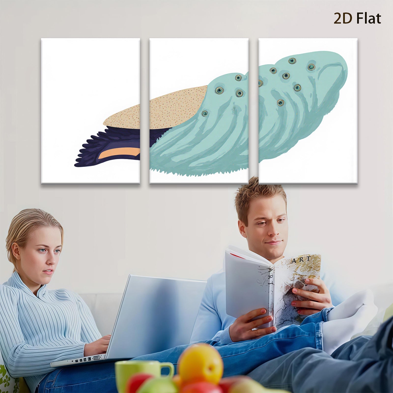 2D flat 1pc vibrant whimsical bird plumage wall art canvas prints for living room bedroom home decor farmhouse style gallery wrapped timeless statement piece