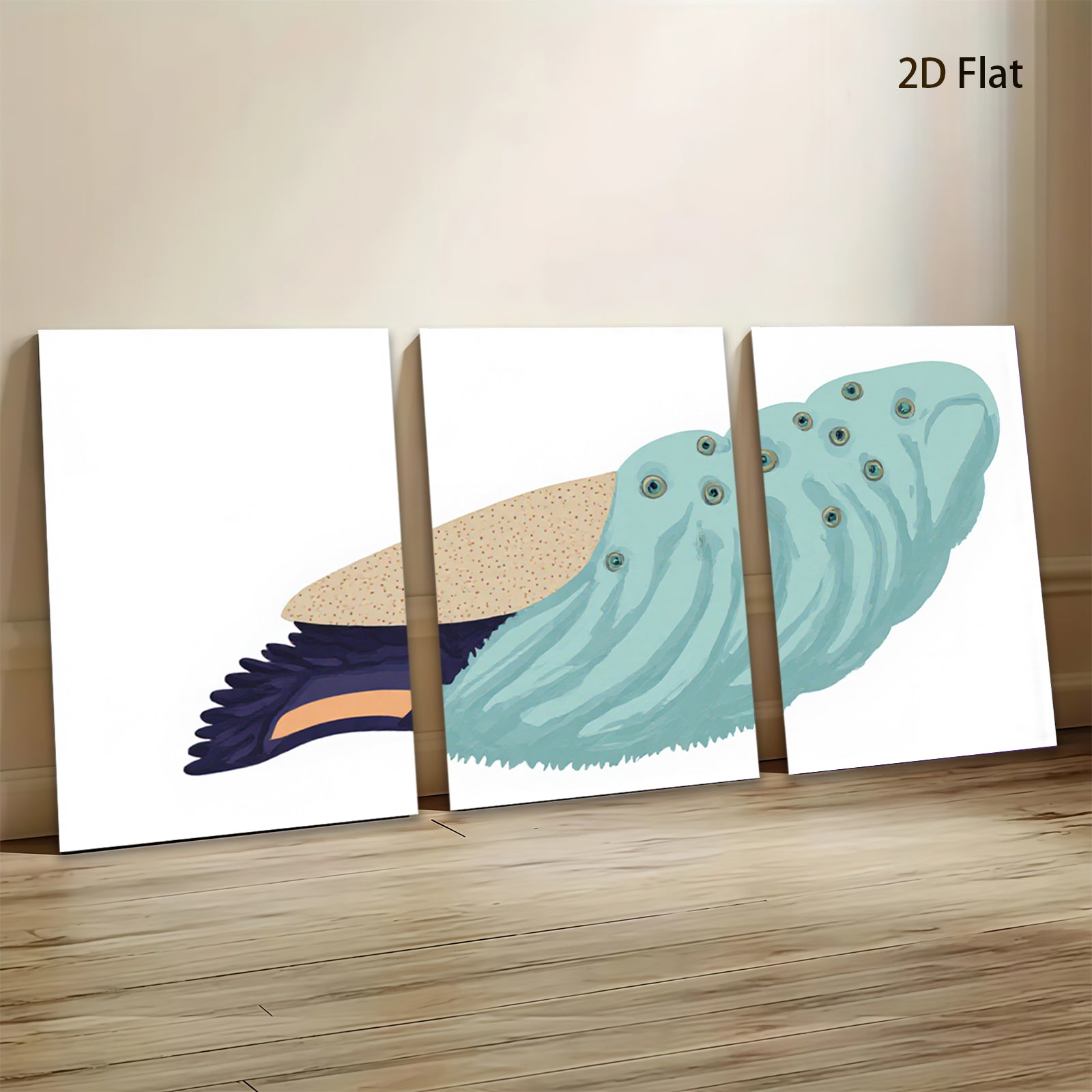 2D flat 1pc vibrant whimsical bird plumage wall art canvas prints for living room bedroom home decor farmhouse style gallery wrapped timeless statement piece