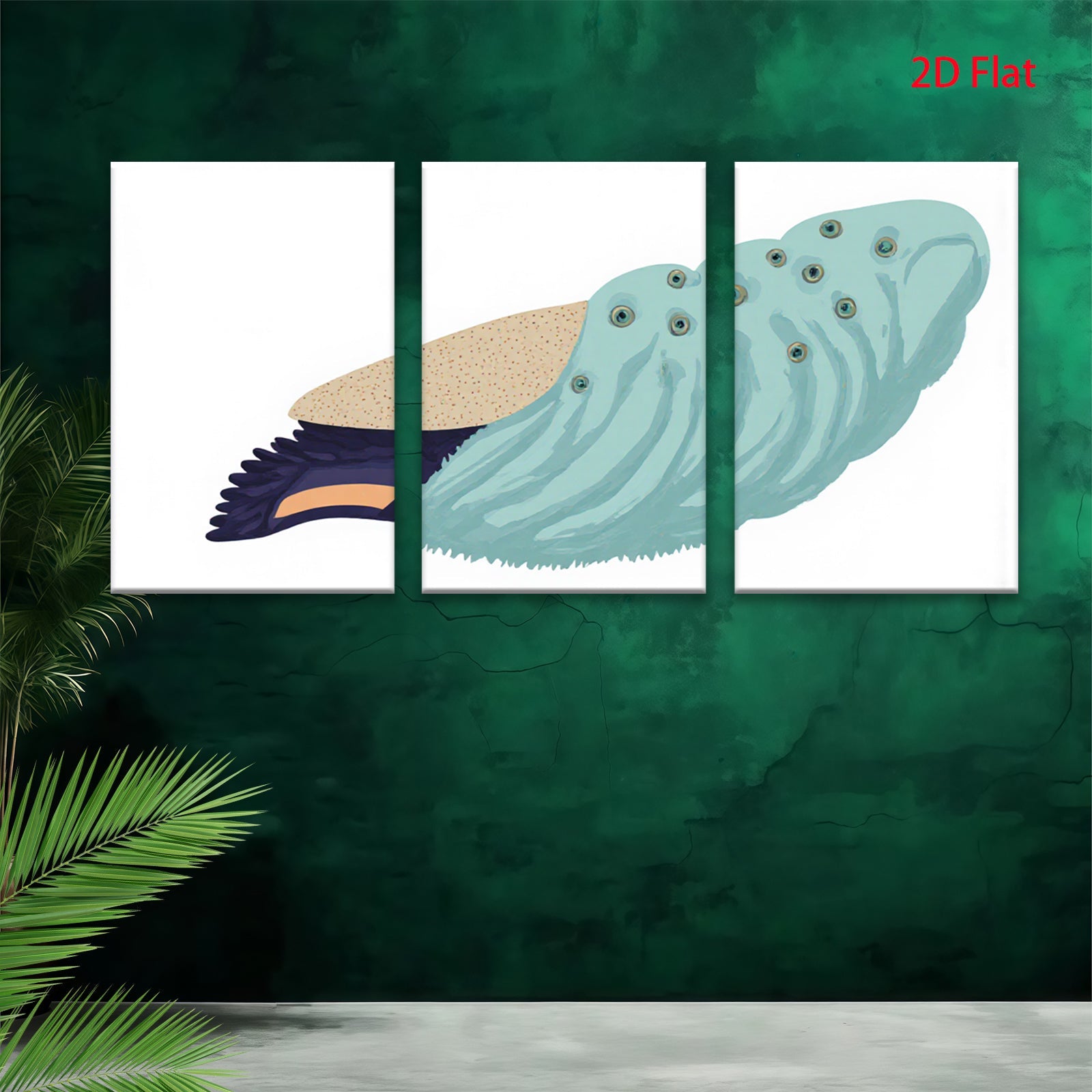 2D flat 1pc vibrant whimsical bird plumage wall art canvas prints for living room bedroom home decor farmhouse style gallery wrapped timeless statement piece