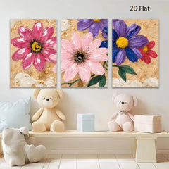 2D flat 1pc vibrant wildflower bloom painting canvas art for living room bedroom gallery wrapped modern farmhouse wall decor botanical prints