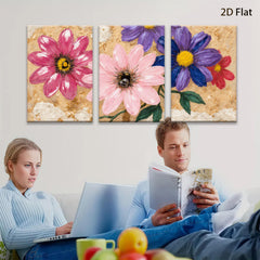 2D flat 1pc vibrant wildflower bloom painting canvas art for living room bedroom gallery wrapped modern farmhouse wall decor botanical prints