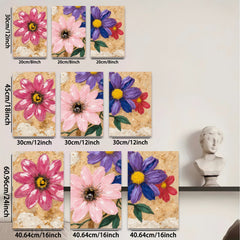 2D flat 1pc vibrant wildflower bloom painting canvas art for living room bedroom gallery wrapped modern farmhouse wall decor botanical prints