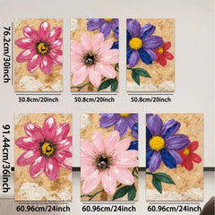 2D flat 1pc vibrant wildflower bloom painting canvas art for living room bedroom gallery wrapped modern farmhouse wall decor botanical prints