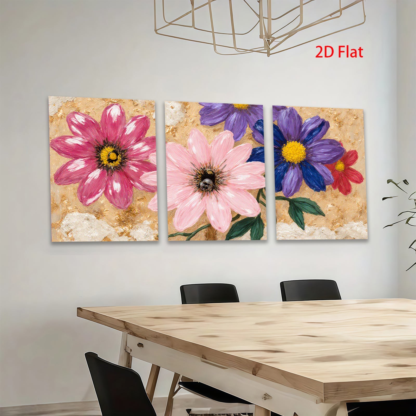 2D flat 1pc vibrant wildflower bloom painting canvas art for living room bedroom gallery wrapped modern farmhouse wall decor botanical prints
