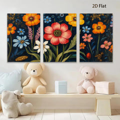 2D flat 1pc vibrant wildflower botanical garden wall art canvas prints for living room bedroom farmhouse decor gallery wrapped timeless beauty