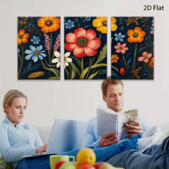 2D flat 1pc vibrant wildflower botanical garden wall art canvas prints for living room bedroom farmhouse decor gallery wrapped timeless beauty