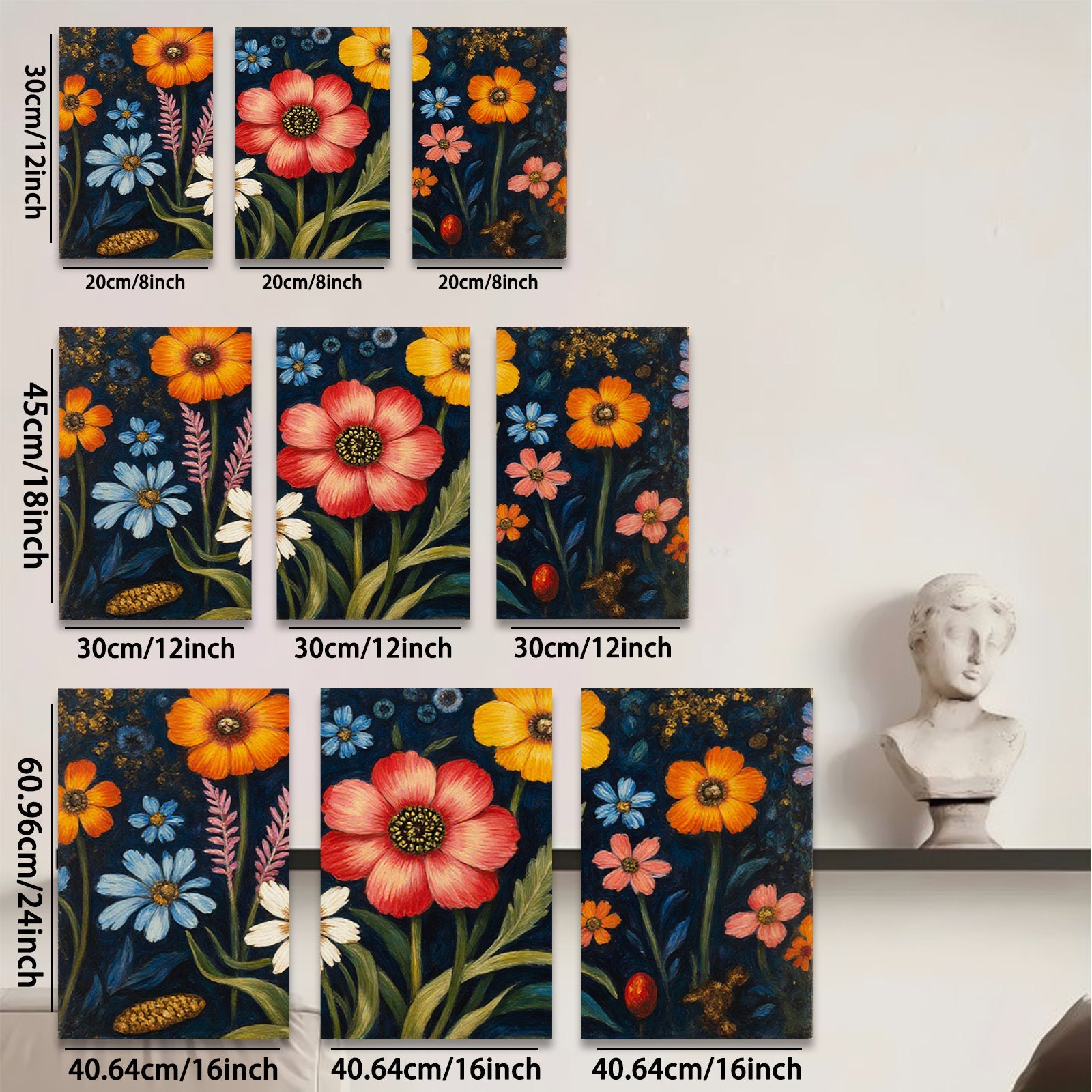 2D flat 1pc vibrant wildflower botanical garden wall art canvas prints for living room bedroom farmhouse decor gallery wrapped timeless beauty