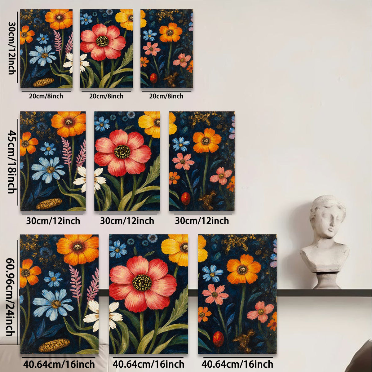 2D flat 1pc vibrant wildflower botanical garden wall art canvas prints for living room bedroom farmhouse decor gallery wrapped timeless beauty