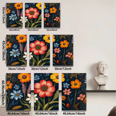 2D flat 1pc vibrant wildflower botanical garden wall art canvas prints for living room bedroom farmhouse decor gallery wrapped timeless beauty