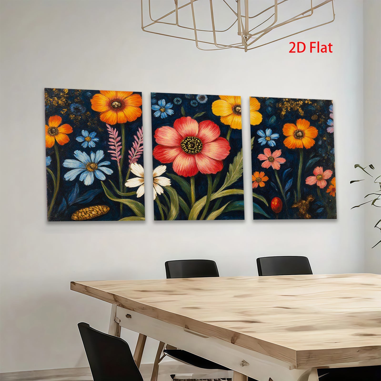 2D flat 1pc vibrant wildflower botanical garden wall art canvas prints for living room bedroom farmhouse decor gallery wrapped timeless beauty