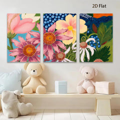 2D flat 1pc vibrant wildflower botanical painting for living room bedroom gallery wall decor farmhouse style cozy home refresh