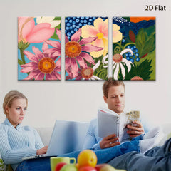 2D flat 1pc vibrant wildflower botanical painting for living room bedroom gallery wall decor farmhouse style cozy home refresh