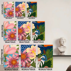 2D flat 1pc vibrant wildflower botanical painting for living room bedroom gallery wall decor farmhouse style cozy home refresh