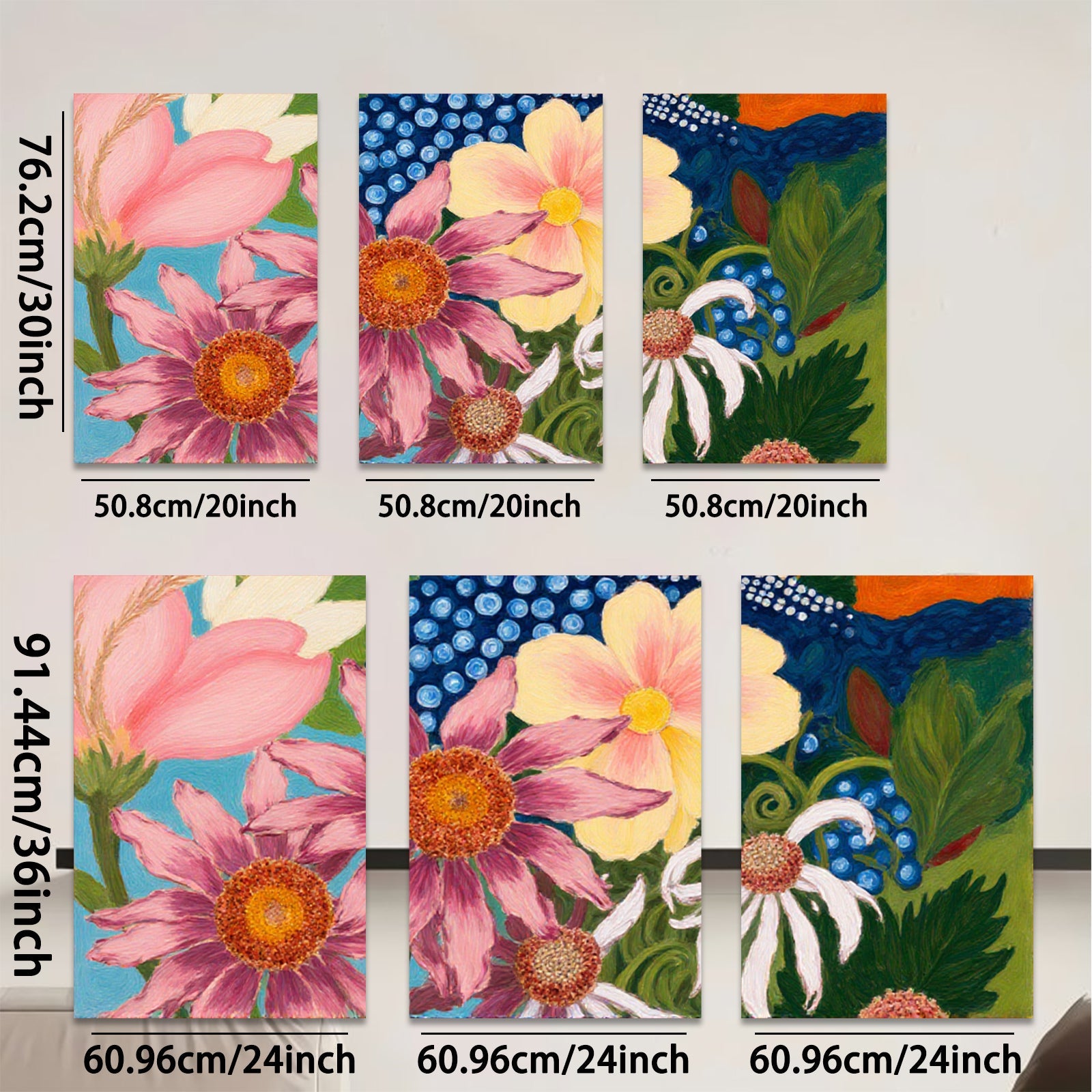 2D flat 1pc vibrant wildflower botanical painting for living room bedroom gallery wall decor farmhouse style cozy home refresh