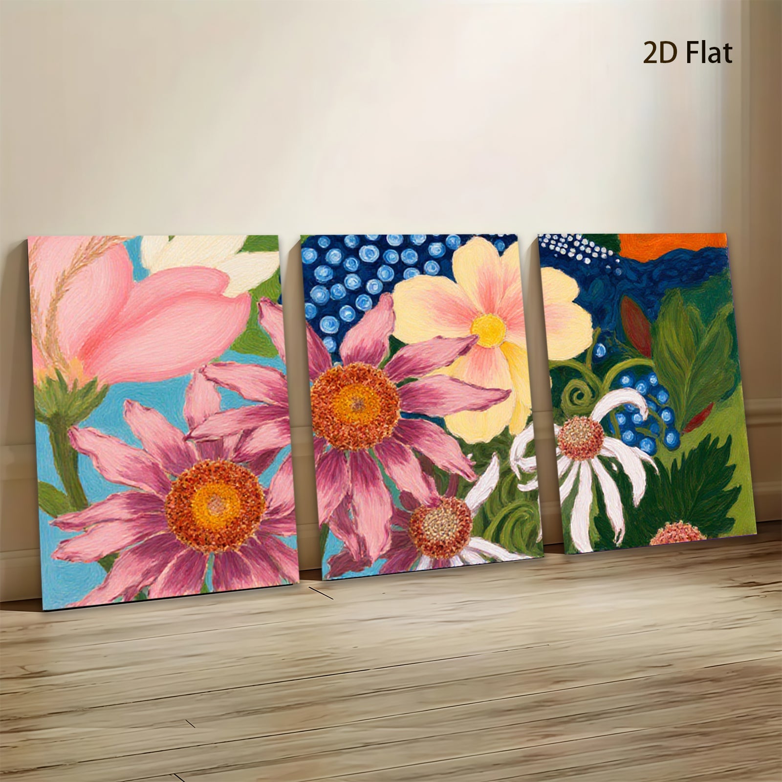 2D flat 1pc vibrant wildflower botanical painting for living room bedroom gallery wall decor farmhouse style cozy home refresh