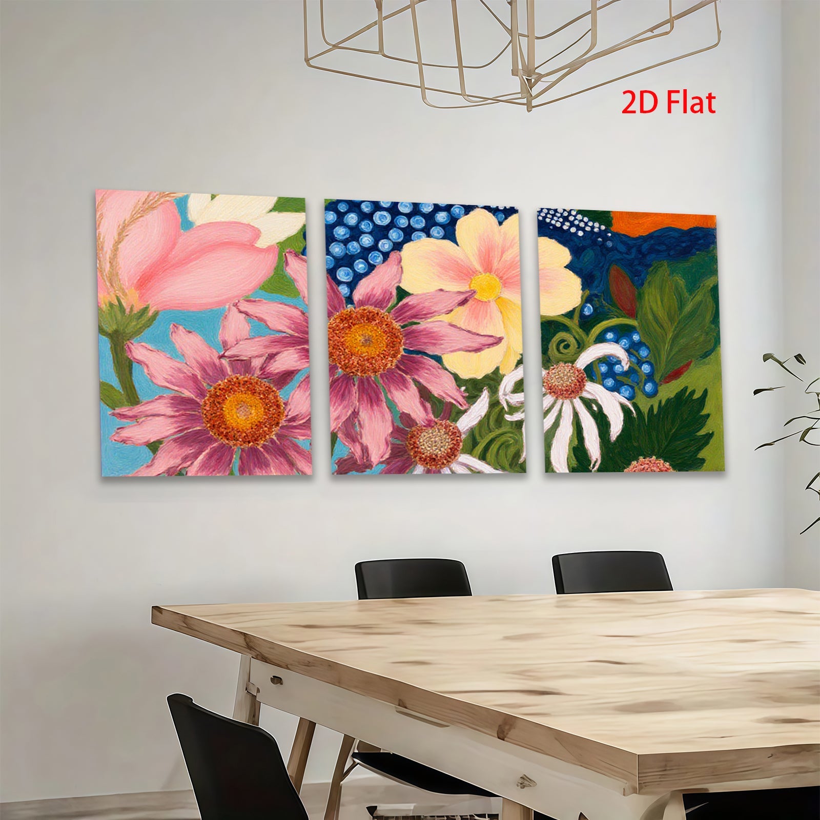 2D flat 1pc vibrant wildflower botanical painting for living room bedroom gallery wall decor farmhouse style cozy home refresh