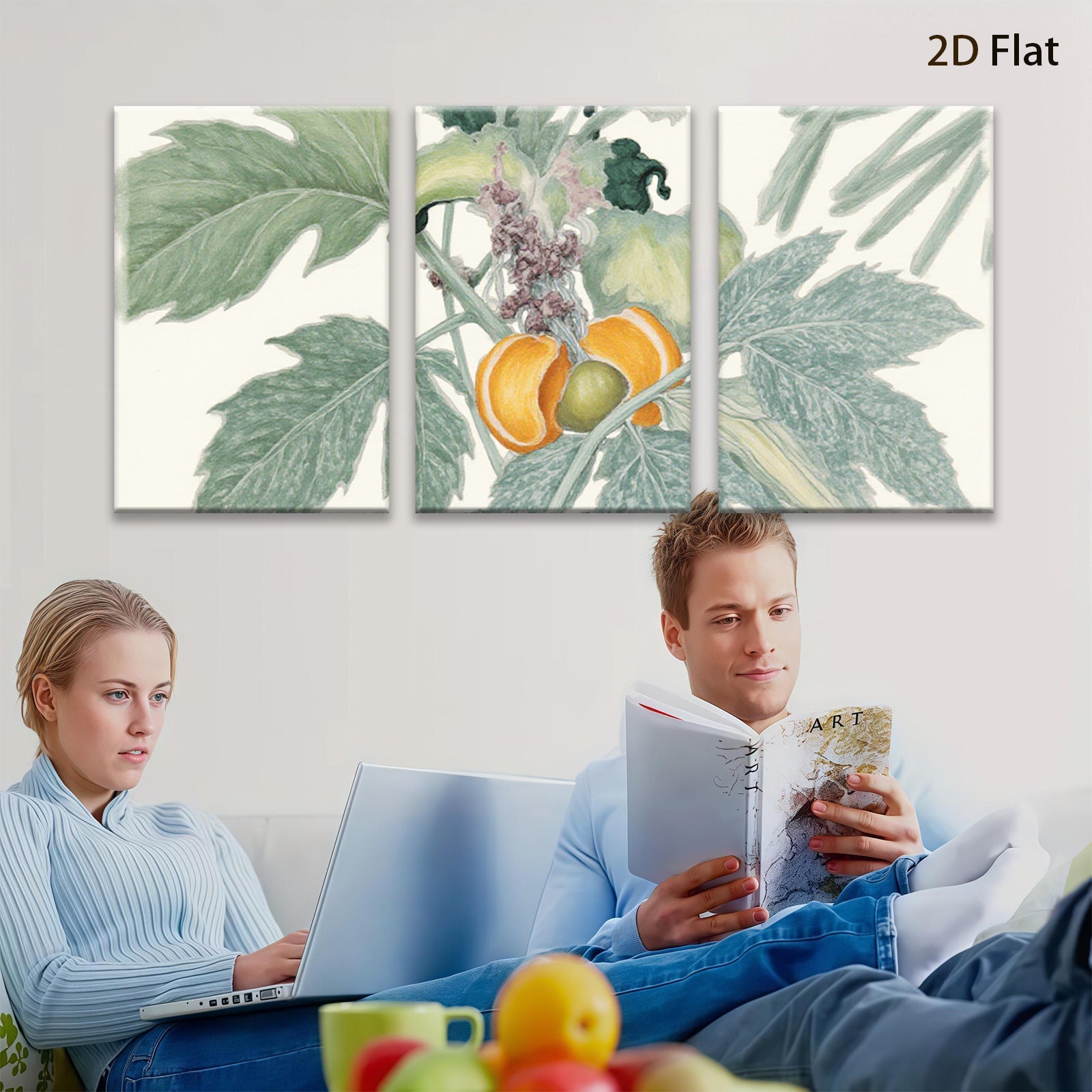 2D flat 1pc vibrant wildflower botanical study farmhouse wall decor kitchen dining room living room gallery wrapped canvas print modern art